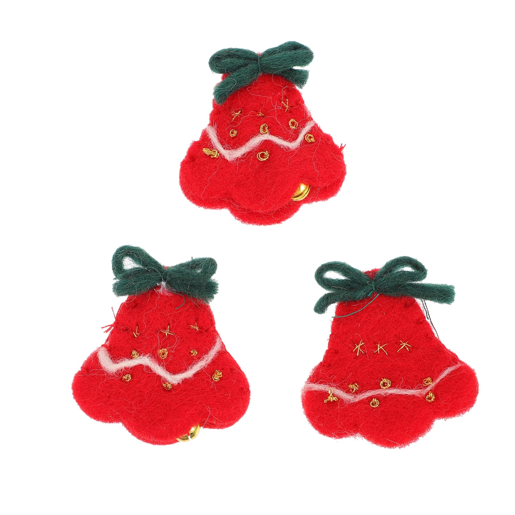 PHENOFICE 3pcs Bell Shape Applique Christmas Patches Felt Decoration for Xmas Tree Christmas Accessories
