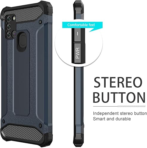 Miniatura 6 de Asuwish Funda compatible con Samsung Galaxy A21S y protector de pantalla de vidrio templado, accesorios de celda, fundas resistentes de doble capa