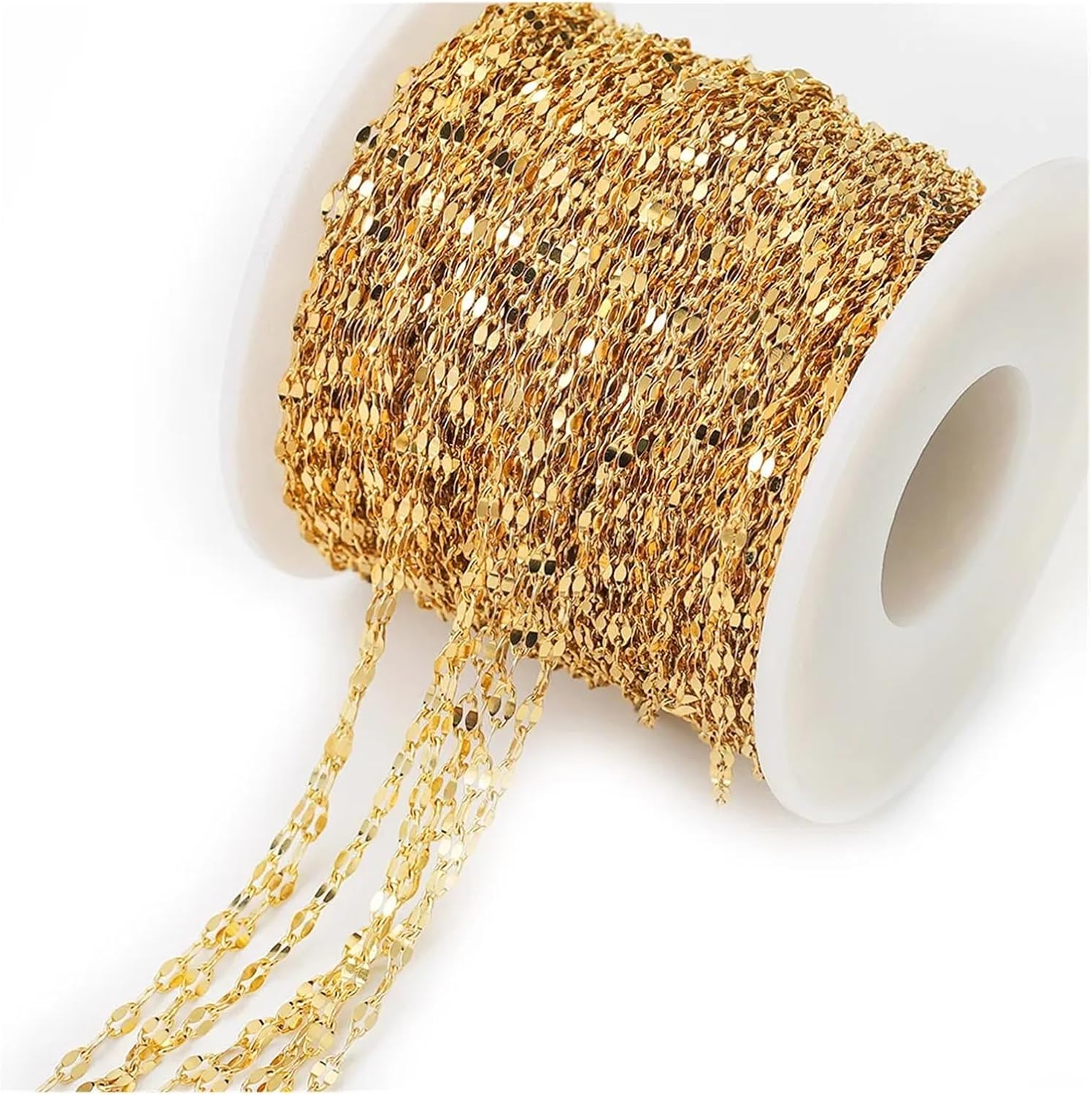 Stainless Steel Chain for Jewelry Making 4 Meters Stainless Steel Flat Oval Lip-Shape Link Chain for DIY Anklet Necklaces Bracelet Jewelry Making Findings(Gold 2mm)