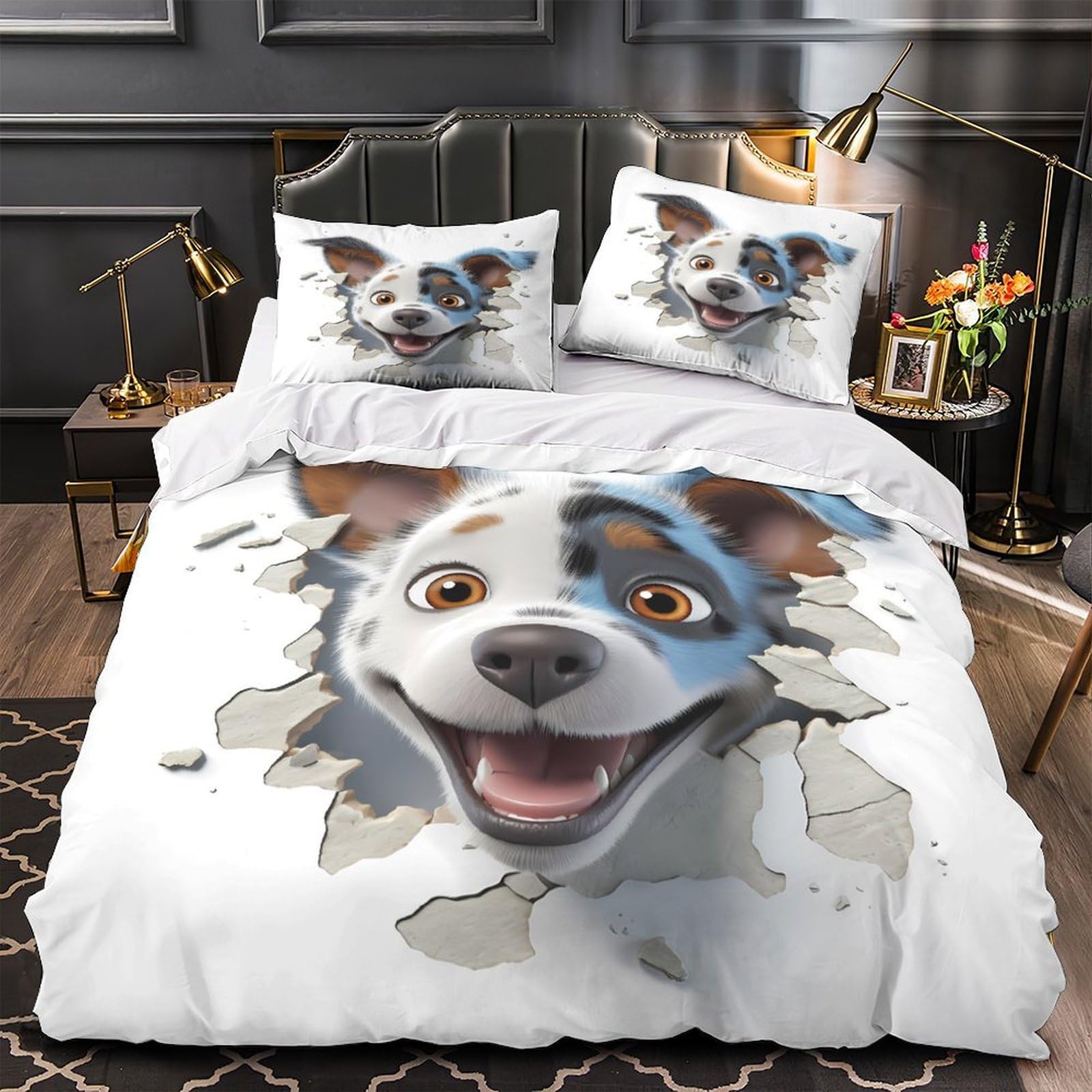 Housse de couette chien hypoallergénique et respirante en microfibre