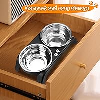 Vista 7 de Tazones elevados para gatos, soporte elevado antivómitos con 2 tazones gruesos de acero inoxidable, antideslizantes, para gatos y cachorros pequeños