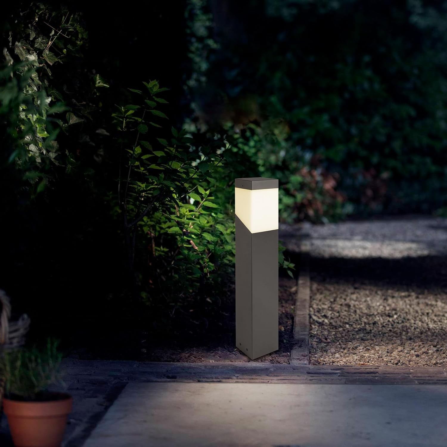 Outdoor Landscape Pathway Lights Modern Bollard Lamp Waterproof Aluminum Floor Lamp Wired with E26 Bulb Socket for Walkway Patio Yard Porch,20in