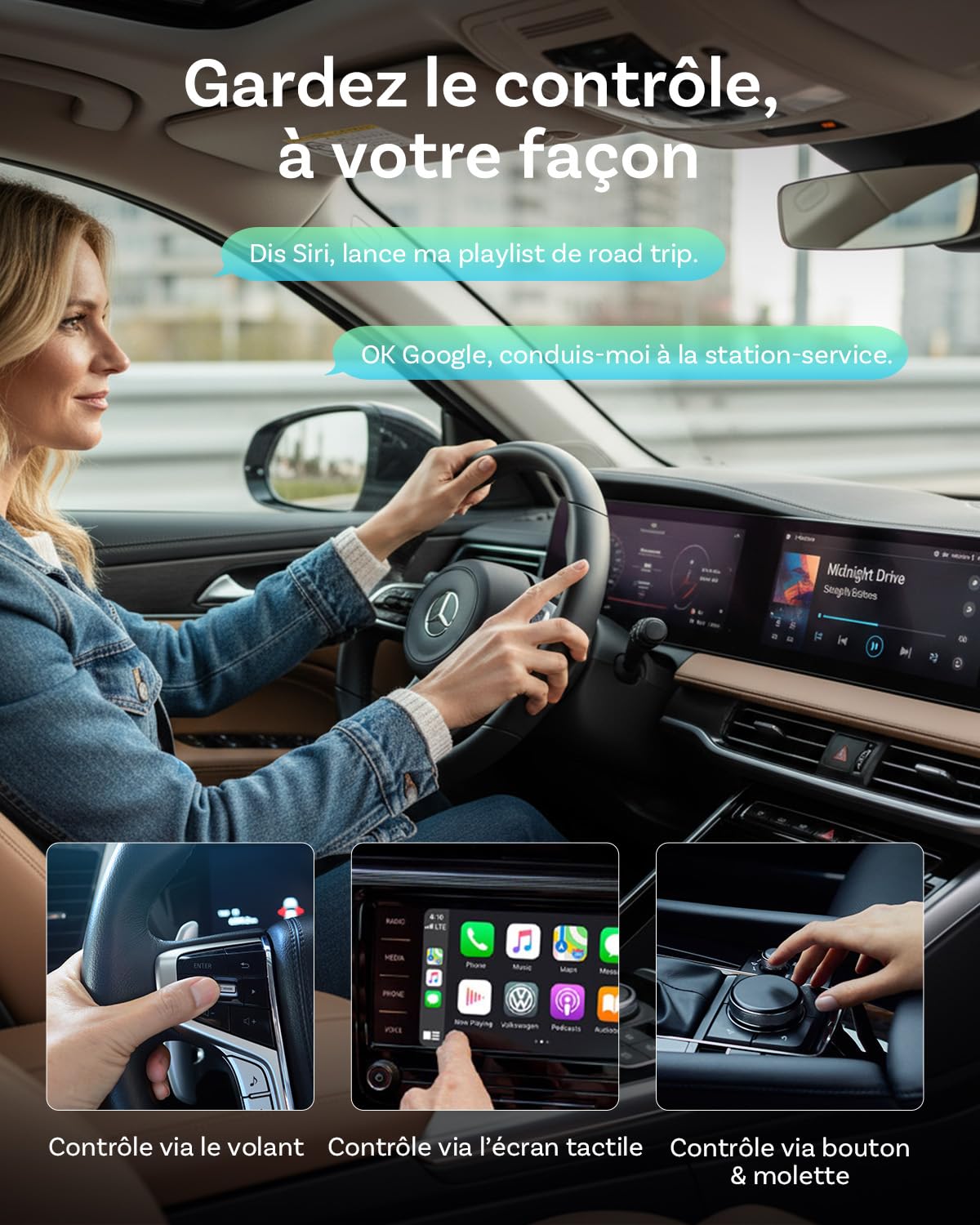 OTTOCAST Mini Pico 2026 Amélioré, Adaptateur sans Fil 2 en 1 CarPlay & Android Auto avec Adaptateur USB-A/C, Changement de Téléphone par Un Bouton, Plug & Play pour Téléphones iOS 10+ & Android 11+