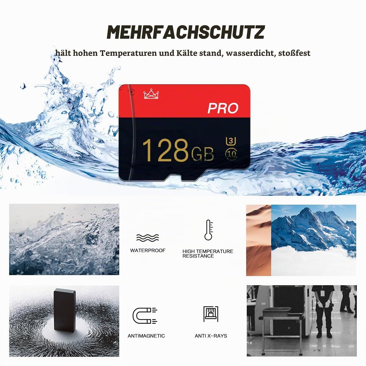 128GB Micro SD Karte Klasse 10 mit Adapter, 2er-Pack | Hohe Geschwindigkeit, Für Smartphones/Kamera/Tablet