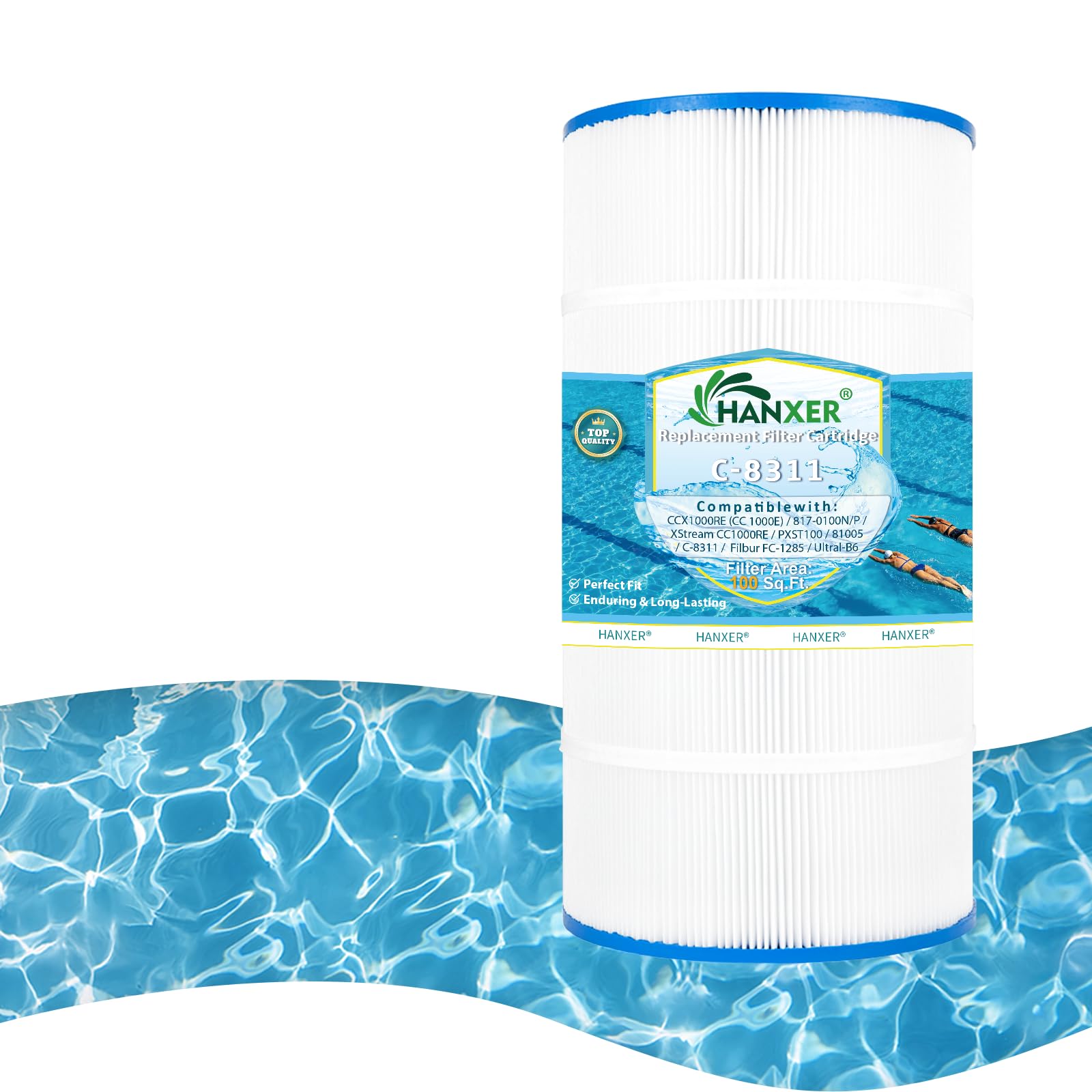 Swimming Pool Filter Replaces for C-8311, Filbur FC-1285, CCX1000RE(CC 1000E), XStream CC1000RE, PXST100, PLFPXST100, Darlly 81005, 100 Sq.Ft Filter Cartridge, 1 Pack-image-29