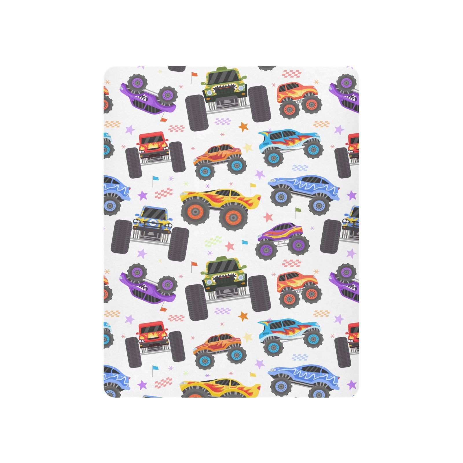 Crib Sheets for Boys Girl Cartoon Monster Trucks Breathable Mini Crib Mattress Sheets Fitted,Toddler Baby Sheets for Crib Mattress Soft & Breathable 39 * 27 * 5In