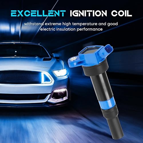 Miniatura 6 de Juego de 4 bobinas de encendido azul compatibles con Hyundai Elantra 1.8 2L 2011-2020, Tucson 2L 2014-2017, Kia Soul 2012-2015, Kia Forte Koup 1.8L