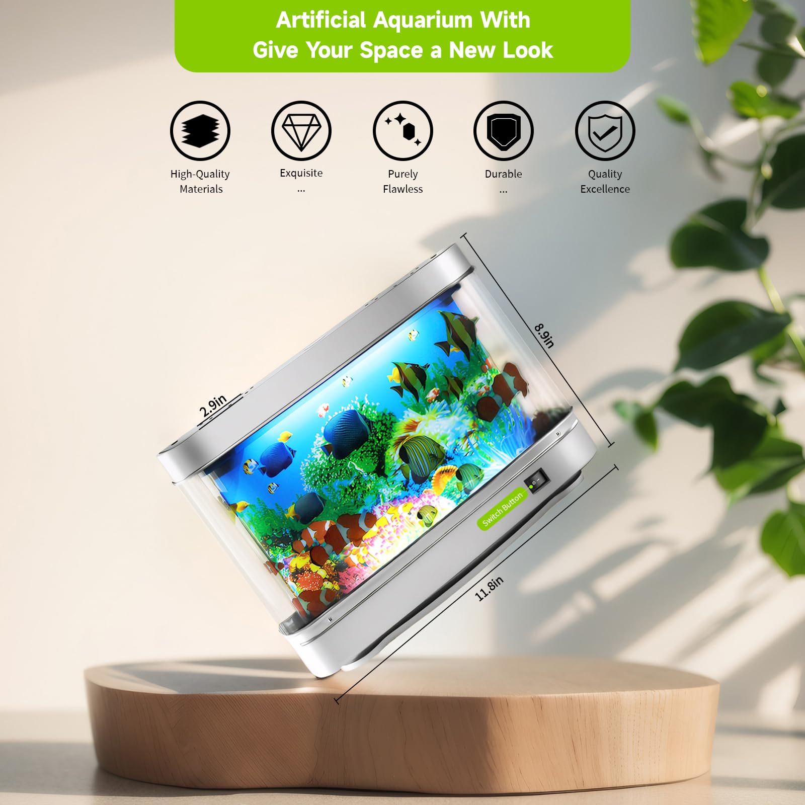 Gefälschter Fischtank Baby Aquarium Spielzeug - Mini Krippe Aquarium Lampe. Künstliche Fischlampe Aquarium - Virtuelles Ozean bewegliches Fisch-Nachtlicht für Schlafzimmerdekor. Kinder