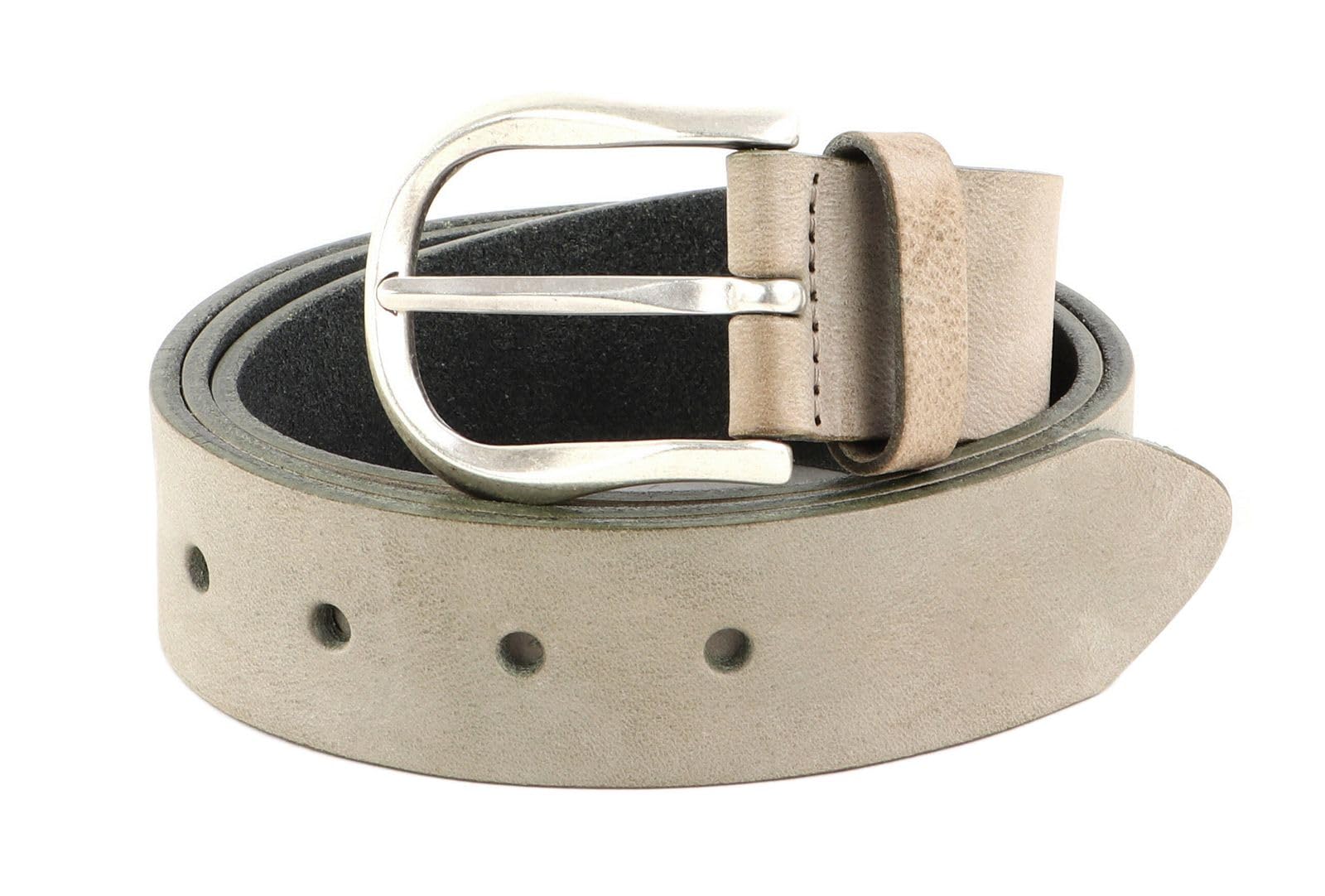 Ceinture full leather Vanzetti daim beige 35mm accessoire en cuir véritable W110