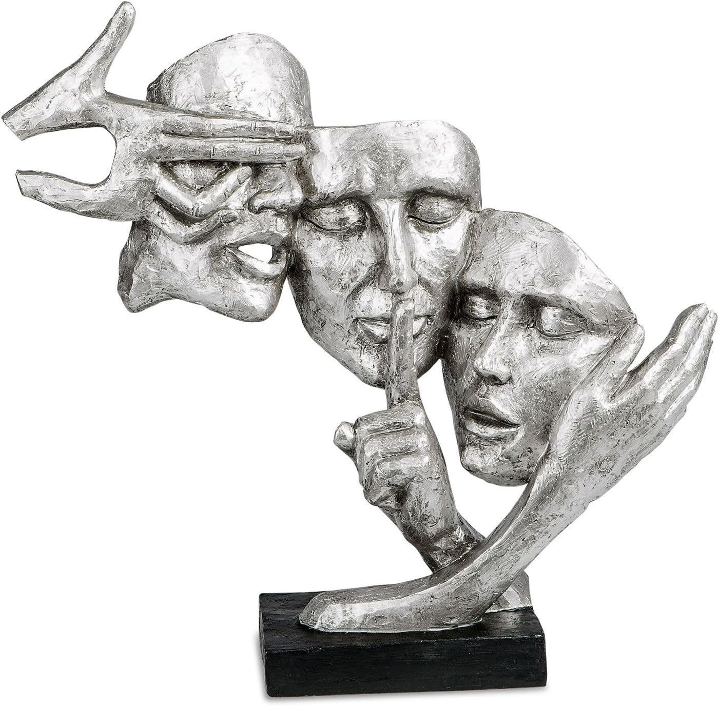 Exclusive decorative bust sculpture decorative figure made of artificial stone in black/silver height 37cm