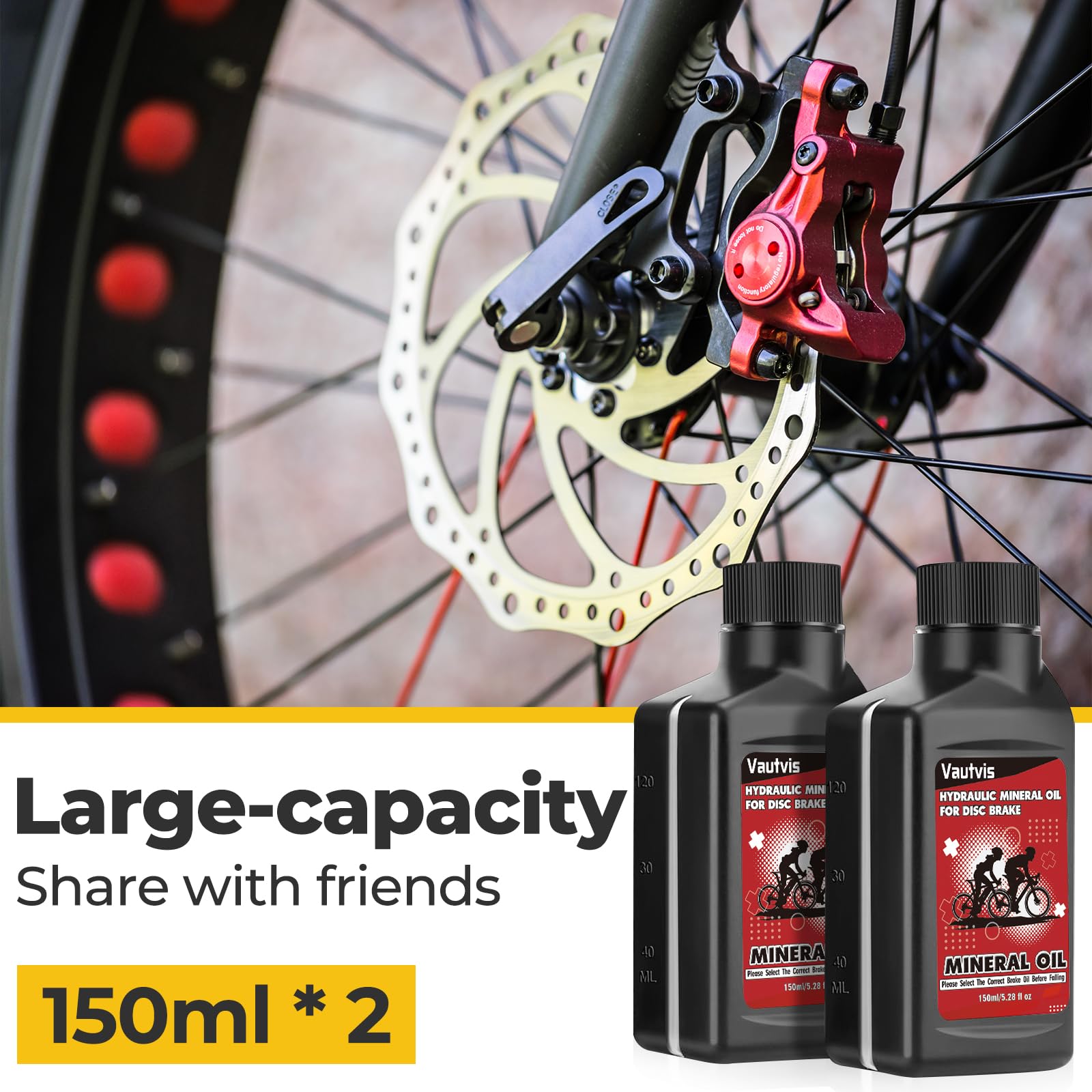Kit Purge Frein pour Shimano VTT MTB, Kit Huile Minérale, Kit de Purge de Frein Hydraulique pour Vélo, Comprenant 150ML de Liquide de Frein à Base D'huile Minérale