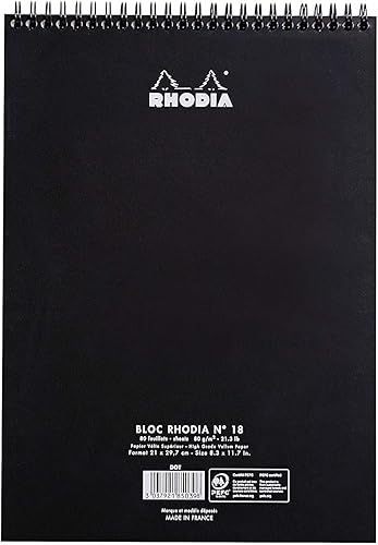 Miniatura 3 de Rhodia Bloc de notas negro de 8.25 x 11.75 pulgadas, cuadrícula de puntos en espiral doble, paquete de 3