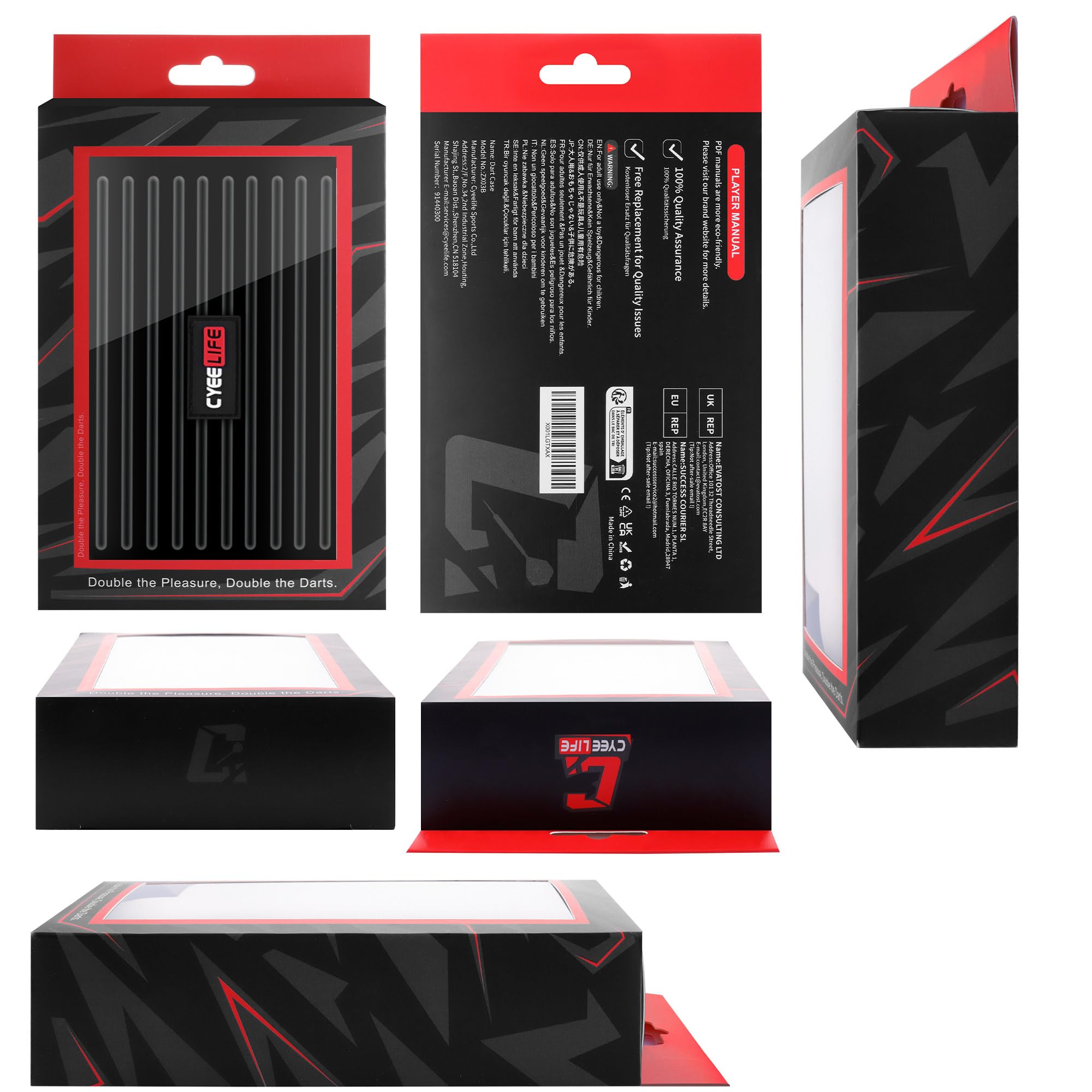 CyeeLife Set de Fléchettes Professionnel 20g Acier avec Dart Case, 6 Tiges Alu, 12 Vols, 20 Anneaux Anti-Dévisageage