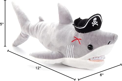 Miniatura 4 de The Petting Zoo Peluche de tiburón, regalos para niños, animales pirata, juguete de peluche de tiburón pirata, 17 pulgadas