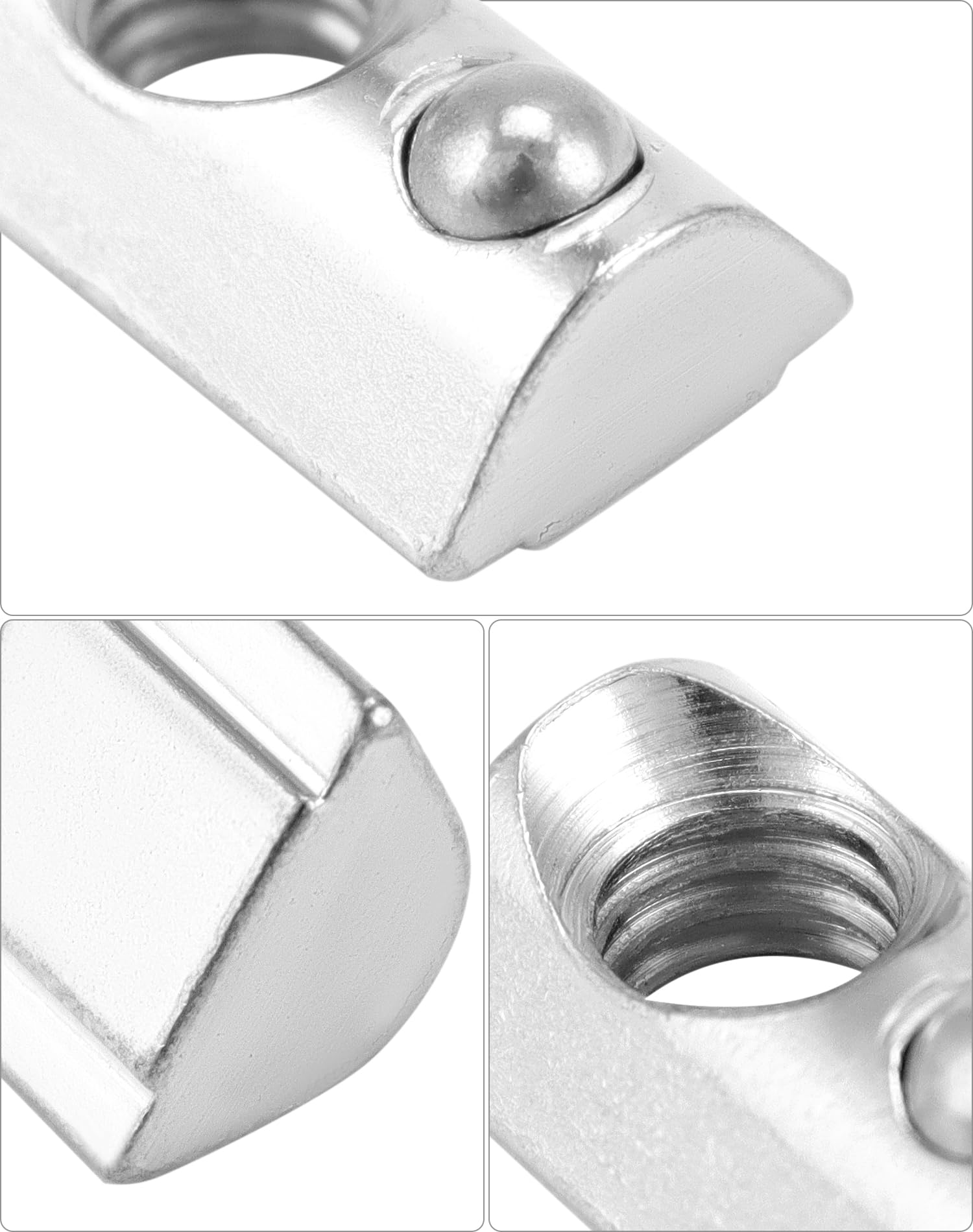 QWORK® 100PCS Écrous Coulissants avec Boule M8 Rainure 8mm pour Profilés Aluminium Série 4040/4080 - Acier Galvanisé