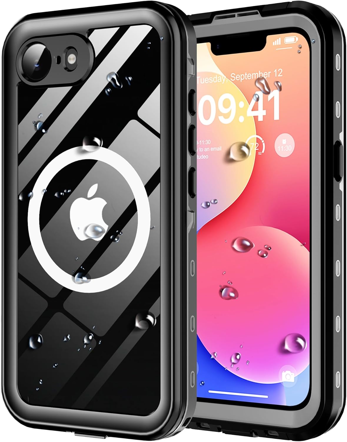 for iPhone 16E Case Waterproof – [Built-in Screen Protector] [Compatible with Magsafe] [IP68 Underwater] Full Body Sealed Heavy Duty Rugged Phone Cover Case for iPhone 16E 6.1 Inch 2025 (Black)