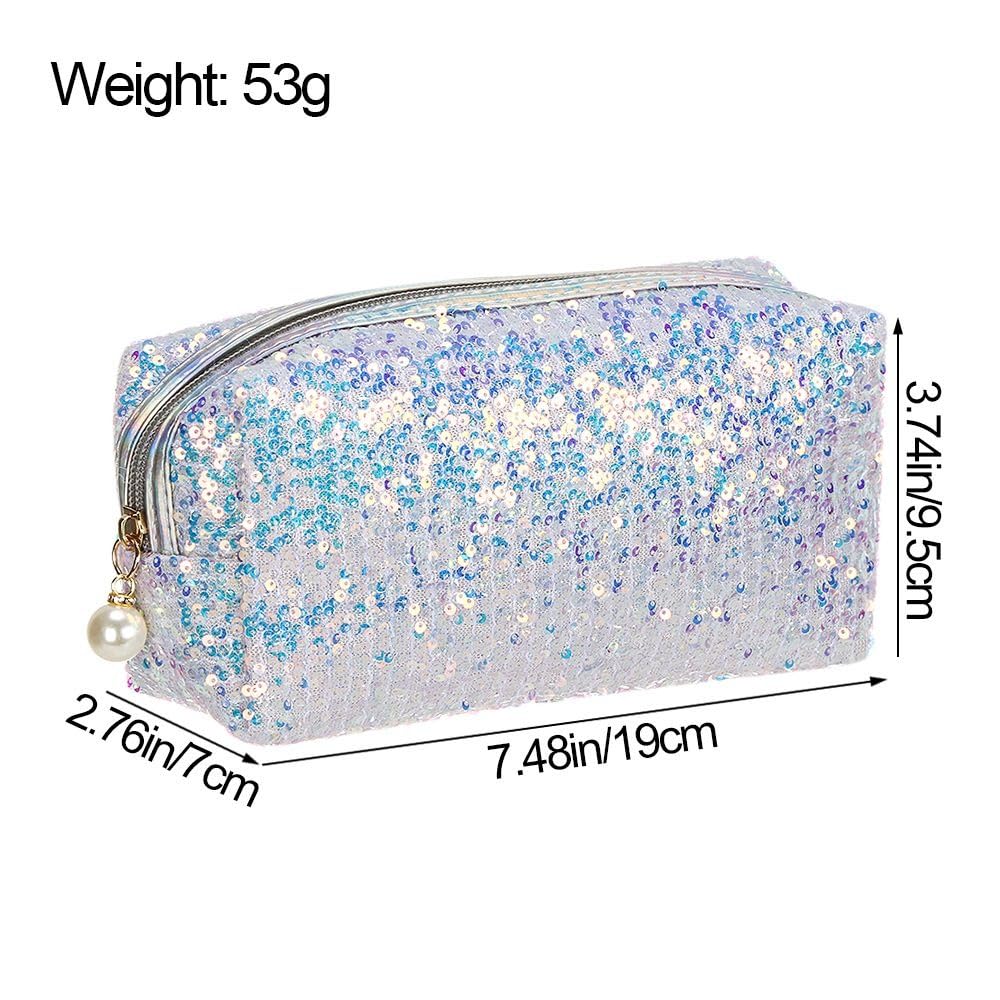 Glitter Sequin Cosmetic Bag Sparkling Travel Makeup Pouch with Secure Closure for Toiletries Jewelry & Essentials - Image 4