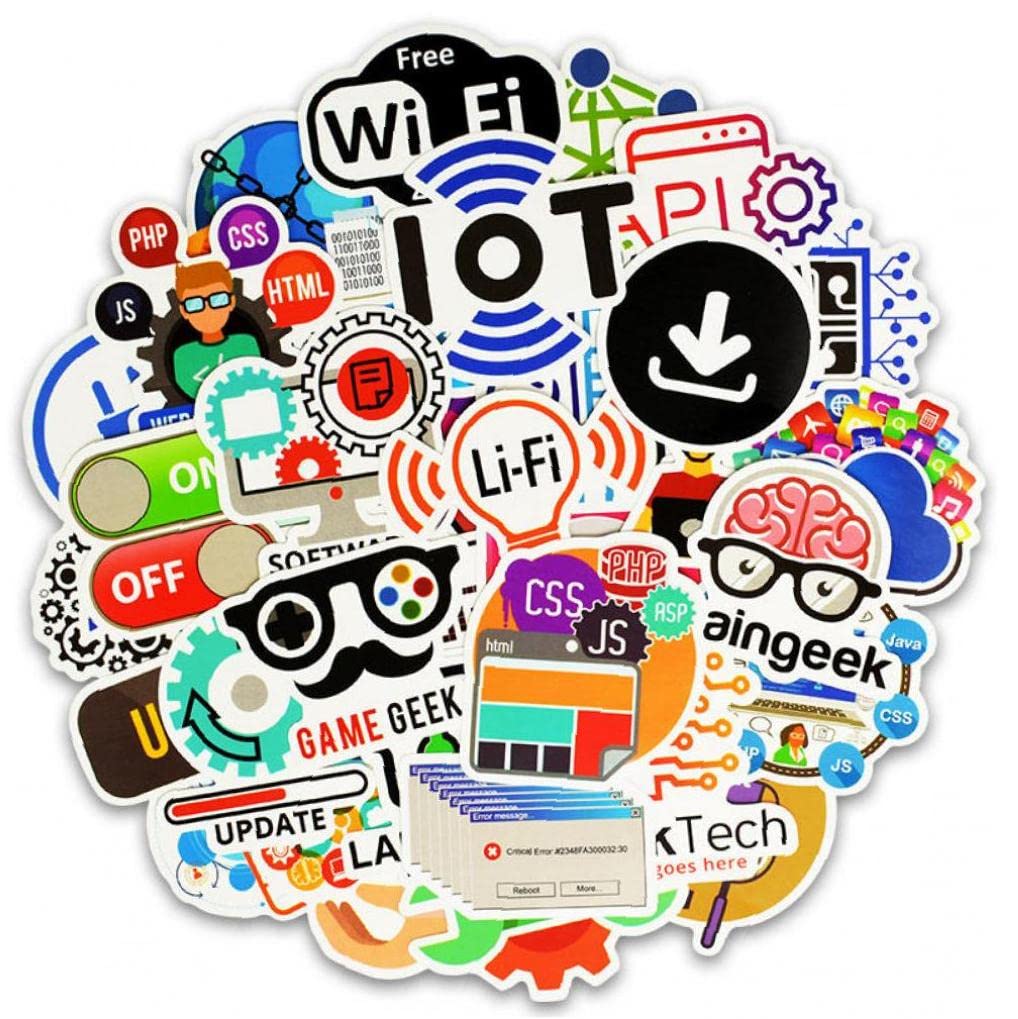 Onsinic 50Pcs Laptop Stickers For Developer Programming Stickers Of Front-End Dev Back-End Languages Stickers For Software Developers