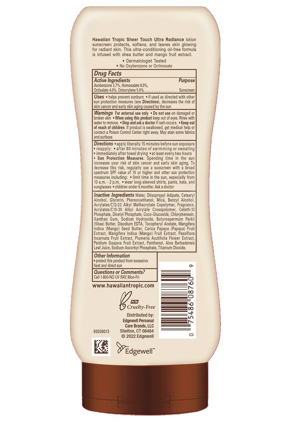 Hawaiian Tropic Sheer Touch Lotion Sunscreen SPF 50, 8 oz, 6-Pack