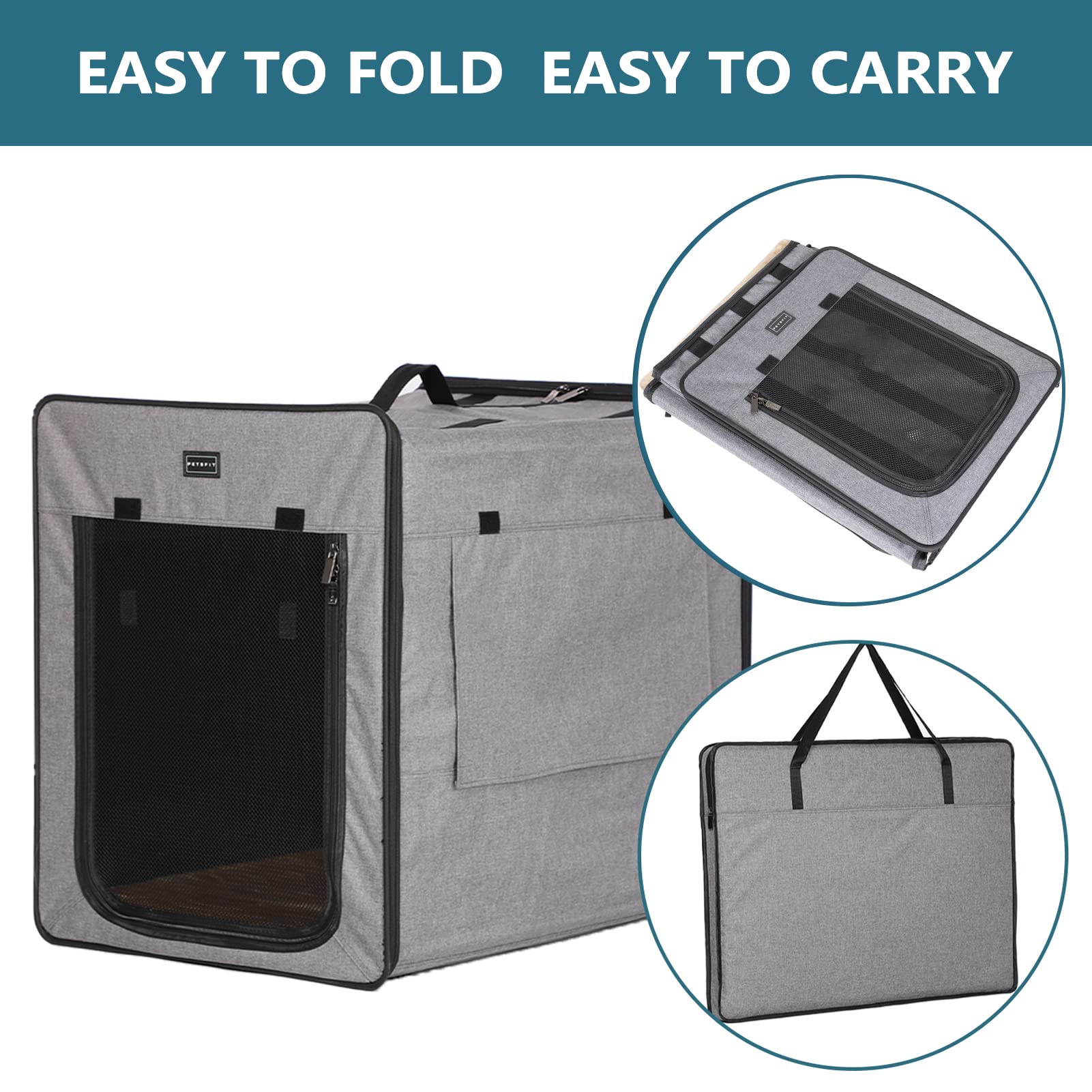 Petsfit Hundebox faltbar für kleine Hunde Katzen, tragbare & Atmungsaktive Hundebox für Zuhause mit Gewölbtem Design, Zimmerkennel Hund Hundeschlafbox mit Anti-Offener Reißverschluss und Plüschkissen Petsfit Hundebox faltbar für kleine Hunde Katzen, tragbare & Atmungsaktive Hundebox für Zuhause mit Gewölbtem Design, Zimmerkennel Hund Hundeschlafbox mit Anti-Offener Reißverschluss und Plüschkissen