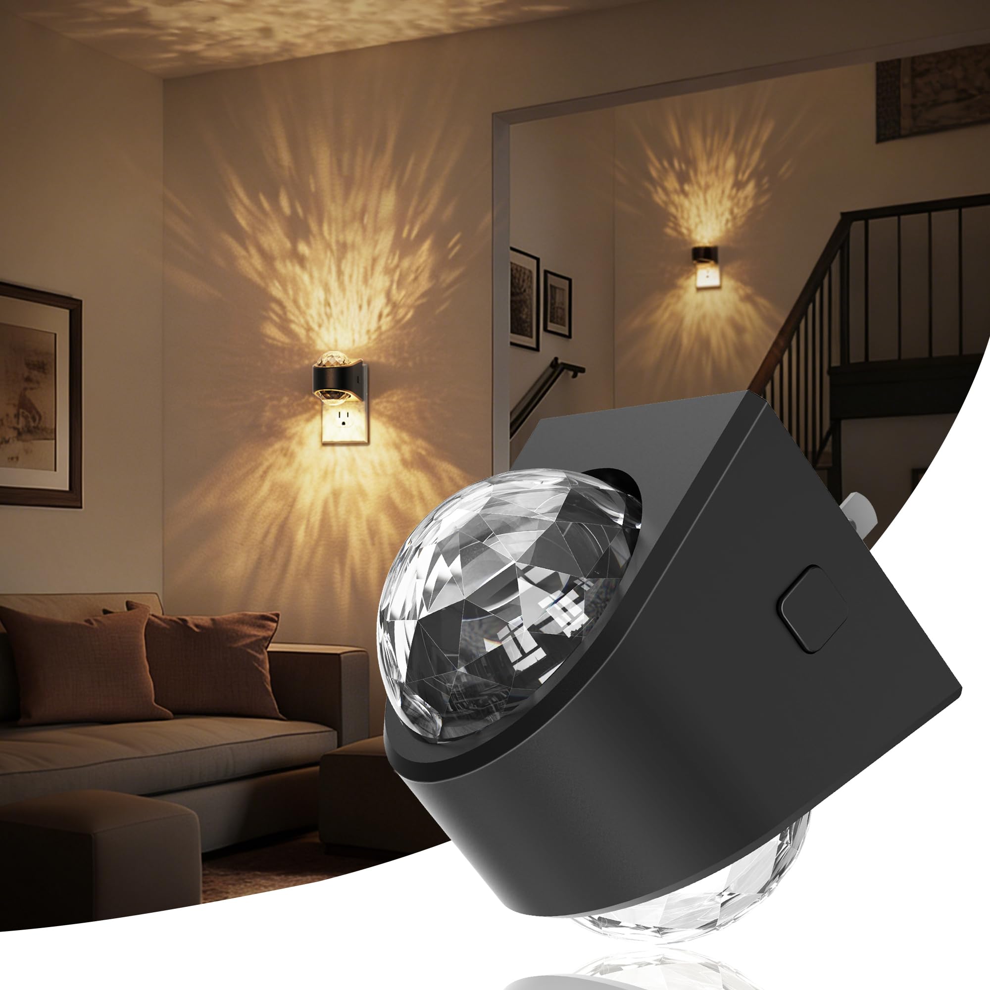 JandCase Night Lights Plug into Wall Star Projector Night Light with 3000K Soft White Automatic Galaxy Nightlight Plug