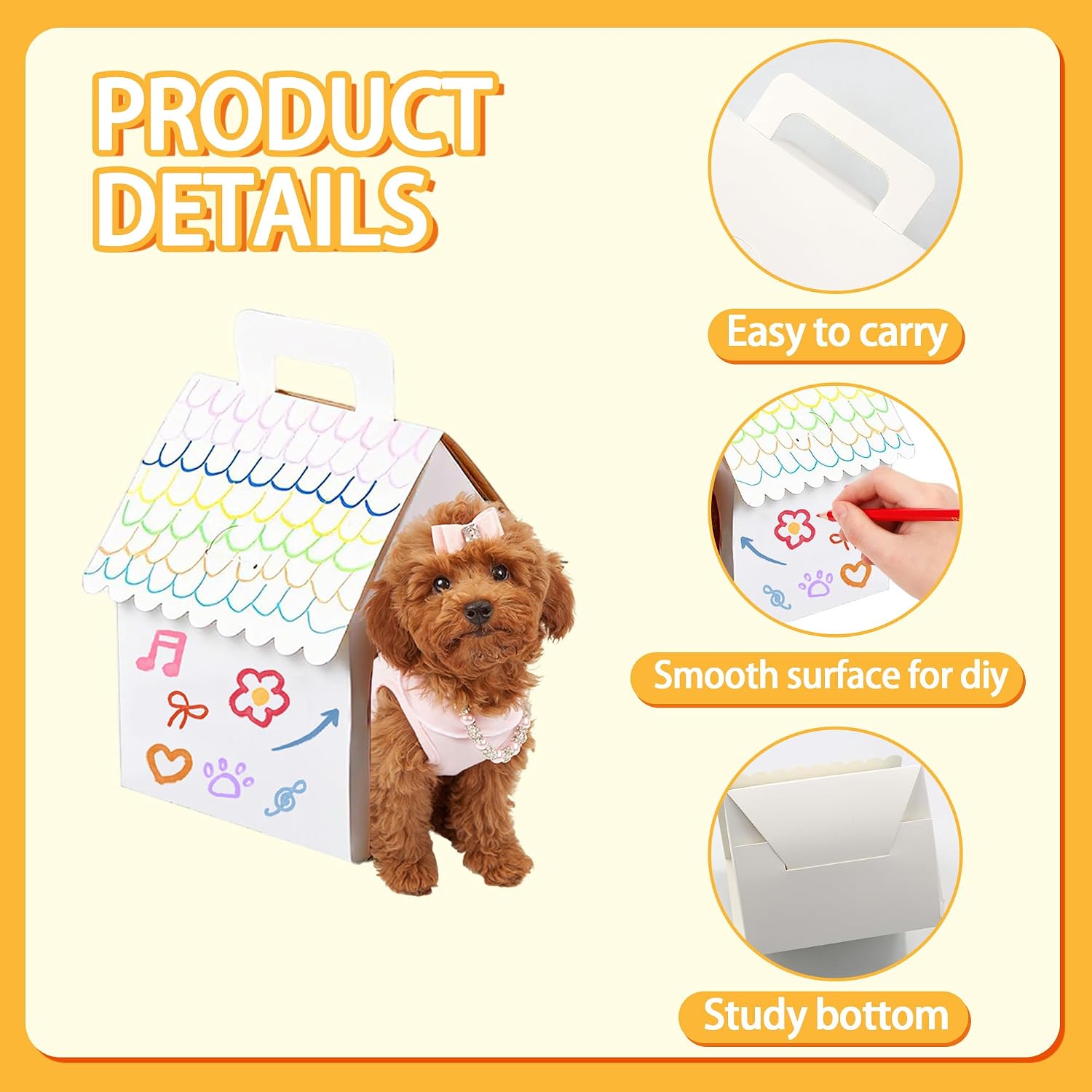 Simaixing 24pcs Dog Party Favor Boxes House Shaped Adopt Puppy Treat Gift Boxes with Hole and Handle for Christmas Pet Adoption Birthday Party DIY Crafting Supplies White (24 PCS)