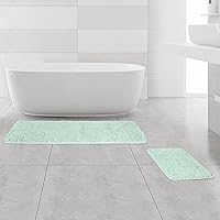 Vista 153 de Yeaban Juego de alfombras de baño verde manzana 2 piezas (20" x 32" y 17" x 24"), tapetes de baño de felpilla gruesa Alfombras de baño absorbentes