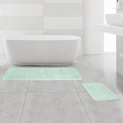 Miniatura 170 de Yeaban Alfombras de baño gris oscuro – Gruesas alfombras de baño de chenilla | Alfombras de baño absorbentes y lavables antideslizantes, alfombras