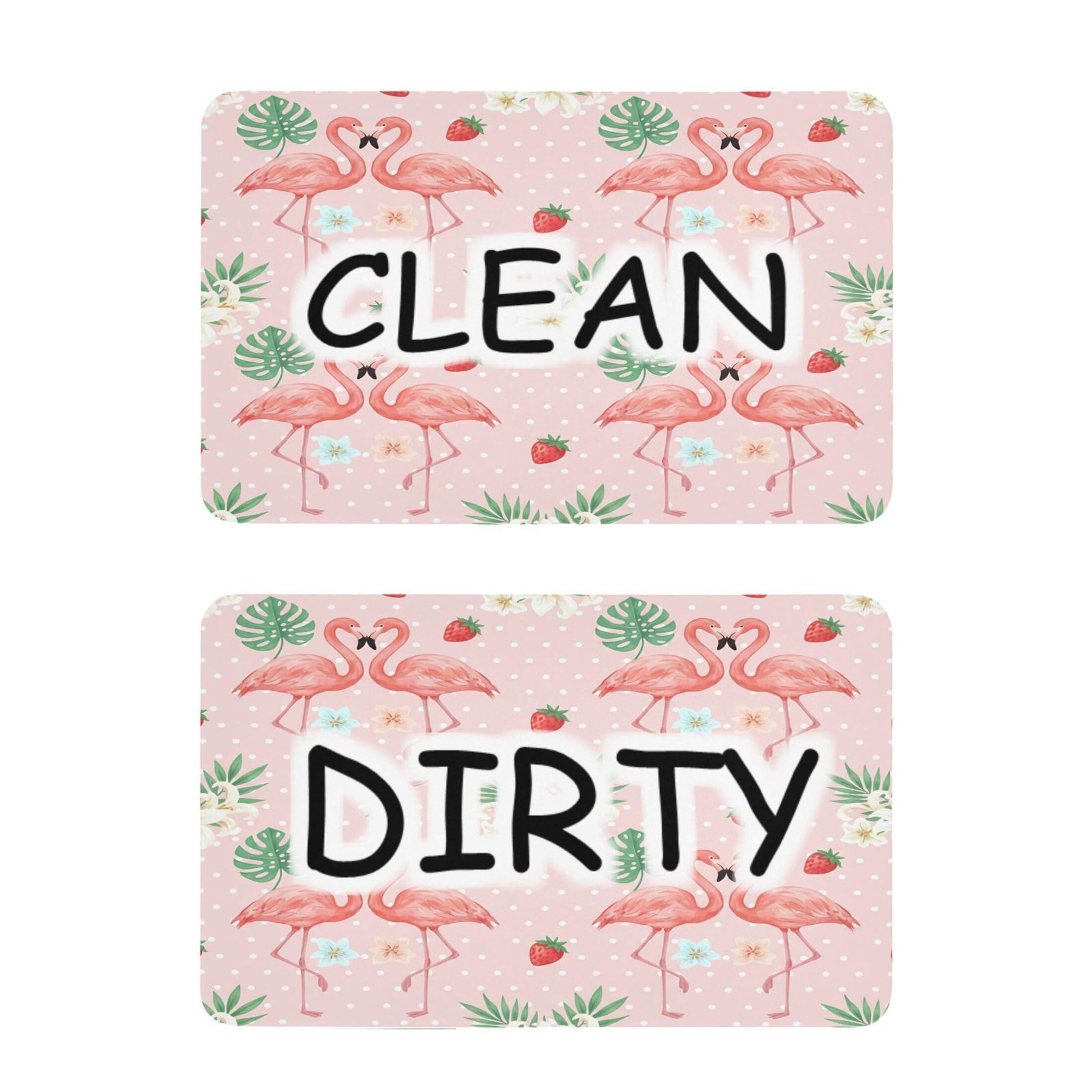 Kutsu Dishwasher Magnet Clean Dirty Sign Indicator, Flamingo Fridge Magnet, Easy to Read, 2 Pack