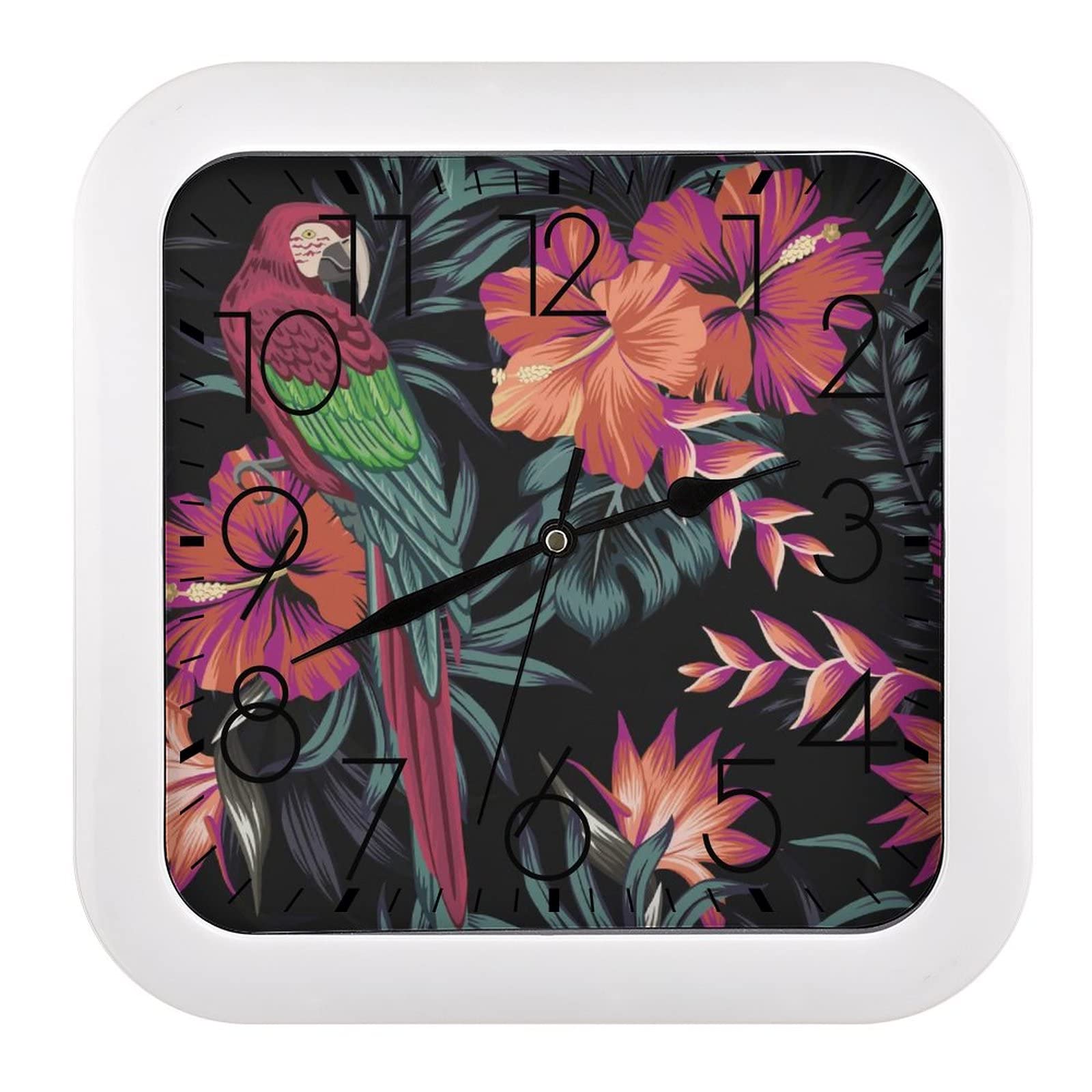 Horloge fleur de perroquet lisible pour briser la monotonie murale