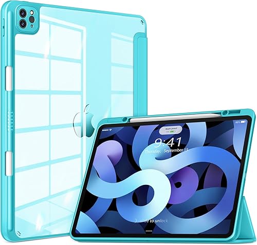 VIKESI para iPad Pro 12.9 Funda 6543 Generación 2022202120202018, Funda Trasera Transparente Soporte para Lápiz Incorporado, Auto SleepWake,