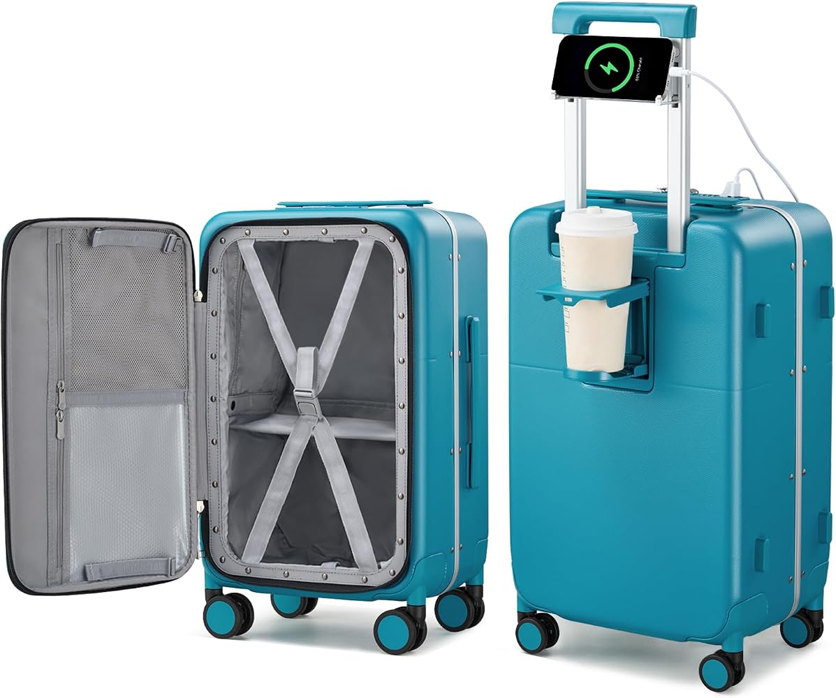 Amazon.com | Hanke 24 Inch Checked Luggage with Cup Holder and USB