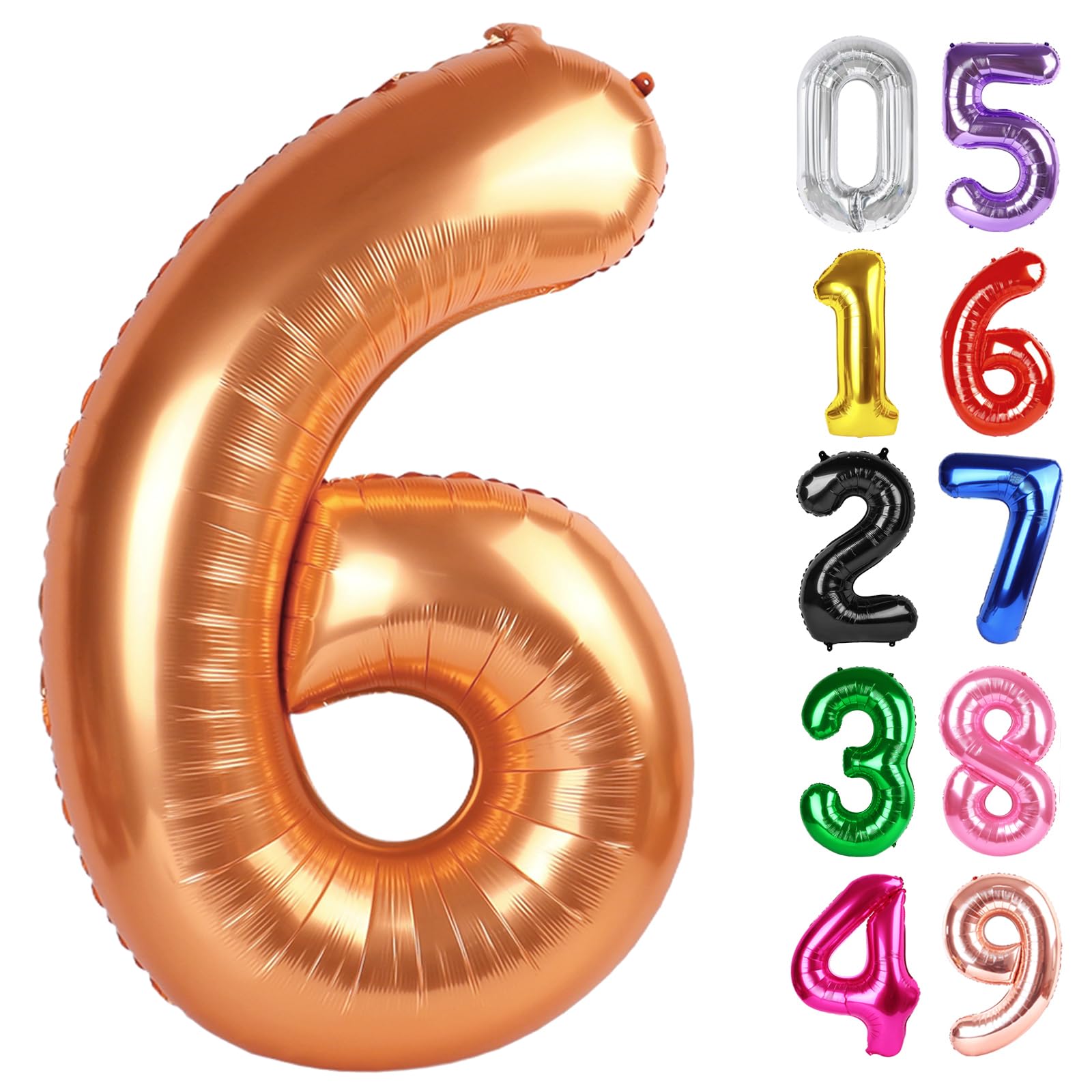 Orange Number 6 Balloon 40 Inch, 6th Birthday Party Decorations Men Women