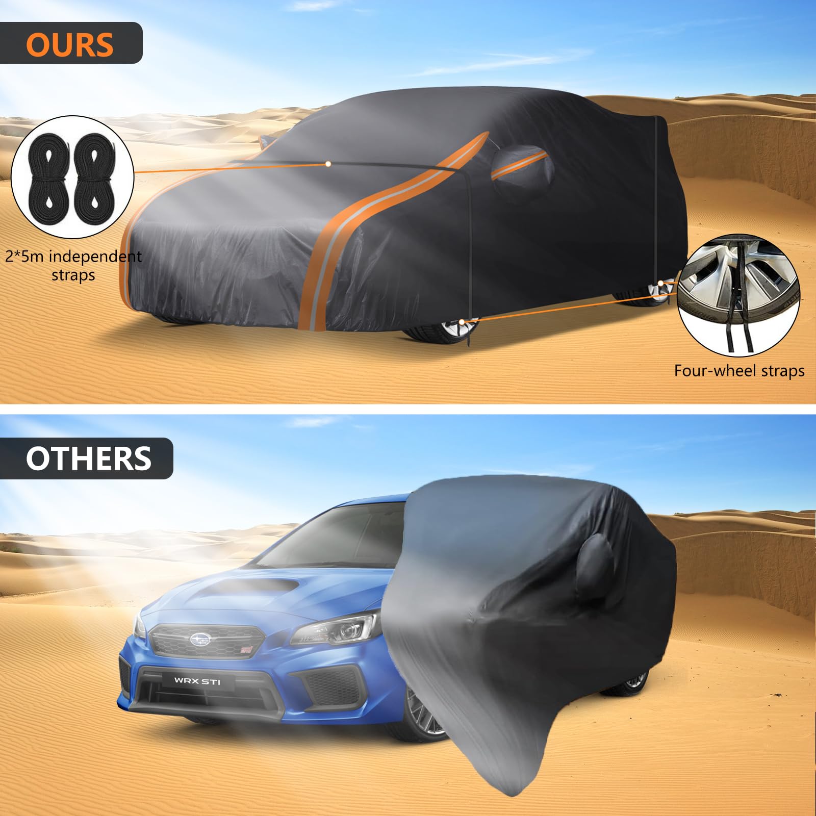 Dototow 8-Layer All Weather Waterproof Car Cover Custom Fit for Subaru WRX Impreza STI 2007-2025 Lab-Verified Snow Rain — view 4