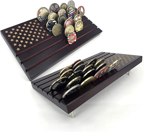 Soporte de monedas militar con bandera estadounidense (grande, 6 filas)