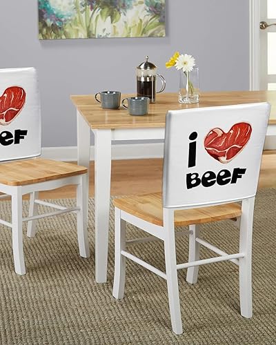 Miniatura 5 de Maliyand Juego de 4 fundas protectoras para sillas de comedor, diseño de corazón de carne de res, extraíbles y lavables, para comedor, prevención de