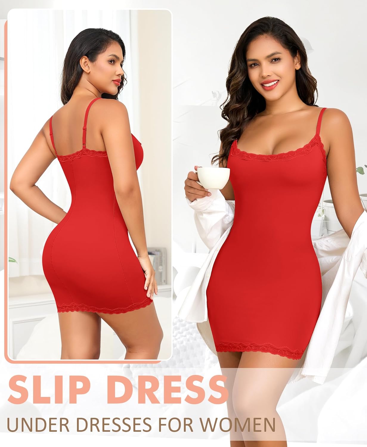 Slip Dress for Women Adjustable Spaghetti Straps Full Slips Under Dresses Cami Dress Slip Nightgown - Image 5