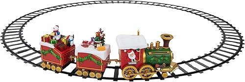 Northlight Tren de pueblo navideño animado y musical con iluminación LED de 16 piezas