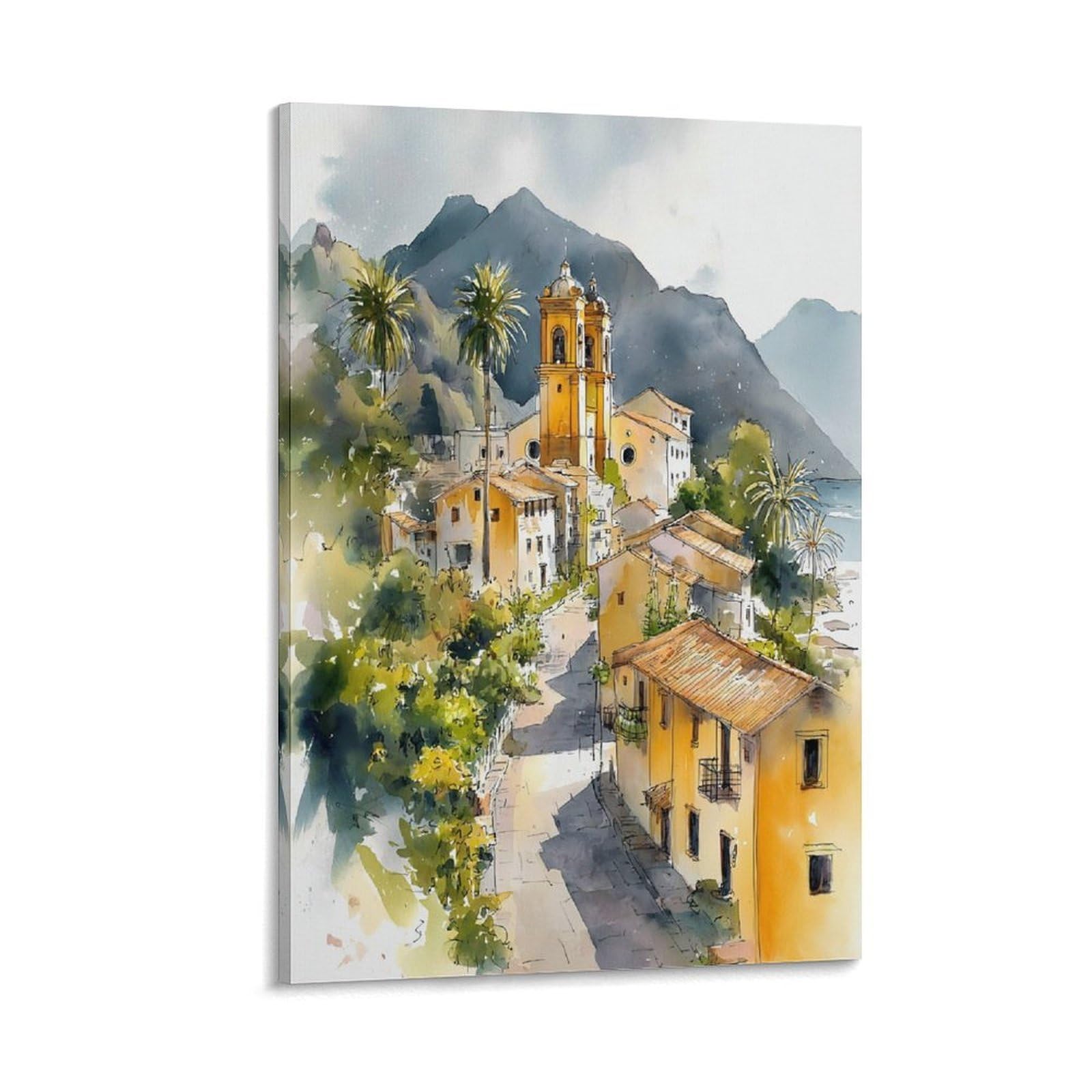 XWYMXZ Oaxaca Mexico 24x36inch(60x90cm) Vintage Travel Poster Watercolor Canvas Art