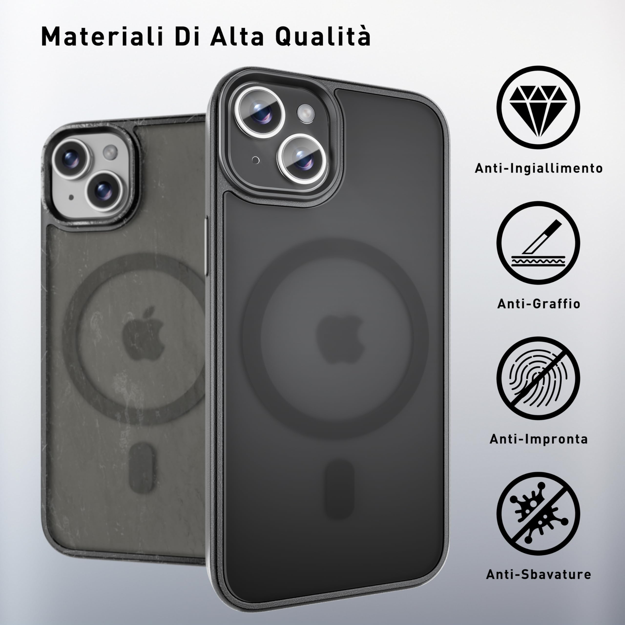 tigratigro Cover Magnetica per iPhone 11 6.1 Pollici, Compatibile con MagSafe, Custodia Traslucida Opaca Posteriore Sottile Antiurto Protettiva Case, Protezione Antiurto di Grado Militare, Nero