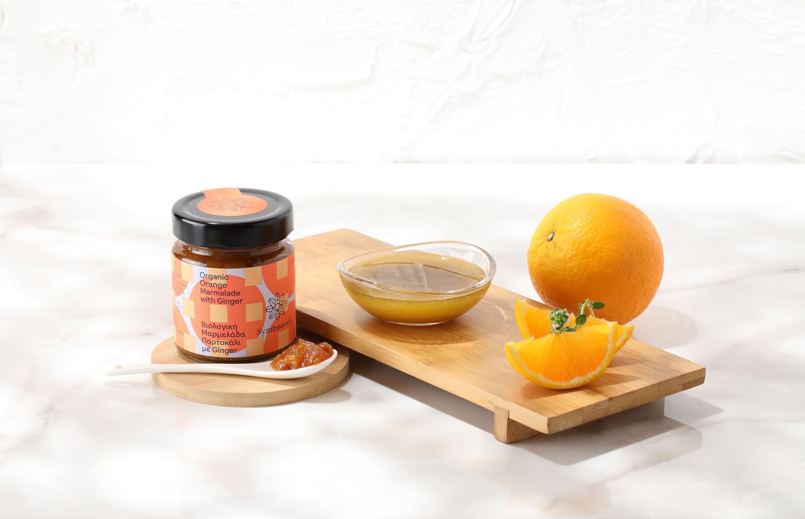 Symbeeosis Organic Orange Marmalade with Ginger: Digestive Aid, All-Natural, Sugar-Free, No Artificial Aromas, Pleasant Peppery Taste - Made with Fruit Sugars and Dry Ginger Extract