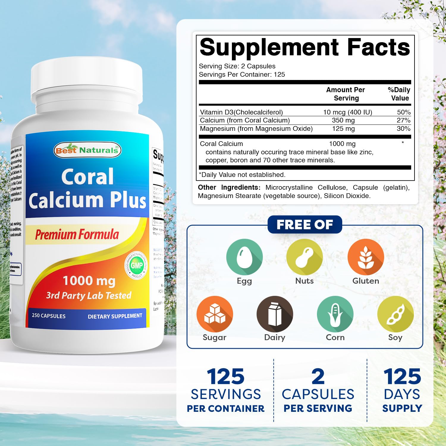 Best Naturals Coral Calcium Plus 1000 mg 250 Capsules — Amazon image 2