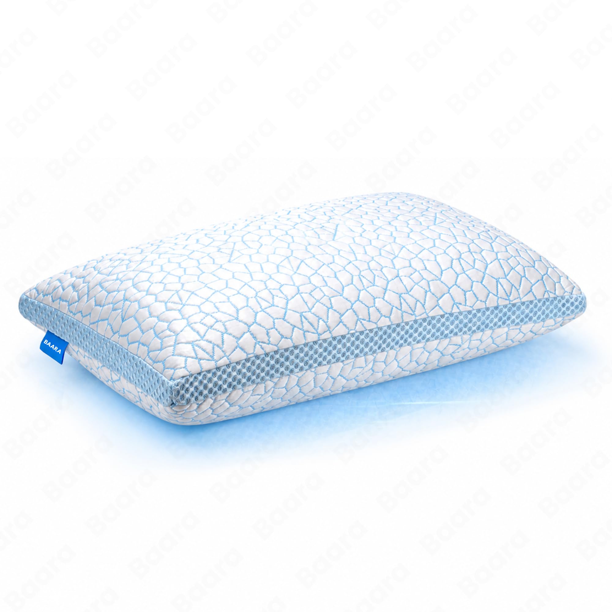 BAARA® Double Sided Cooling Pillow - Shredded Memory Foam Pillows for Hot Sleepers with Removable Cover | Adjustable Loft & Firm Bed Pillow for Side, Back & Stomach Sleepers (1, Standard)