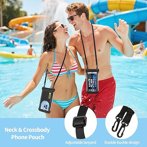 Miniatura 6 de Paquete de 2 bolsas impermeables para teléfono, fundas impermeables IP68 flotantes para teléfonos de hasta 8.5 pulgadas, bolsas impermeables bajo el