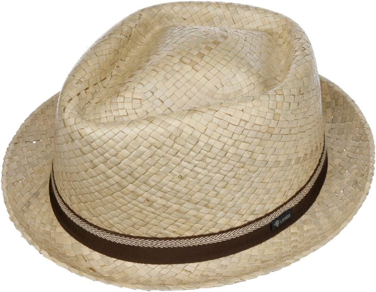 Lipodo Bemiro Fedora Straw Hat Made in Italy Unisex Summer Narrow Brim 100% Straw Fabric Band - Image 4