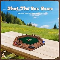 Vista 2 de Shut The Box Game Wooden Board Game for 1-6 Players with 16 Dice, Dice Game for Adults & Kids at Home, Classroom or Parties
