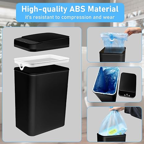 3 Pack Automatic Small Bathroom Trash Can with Lid - 3 Gallon Touchless Garbage Can, Motion Sensor Smart Trash Bin, Waterproof Wastebasket, Slim Dog Proof Trashcan for Bedroom Office Kitchen (Black)
