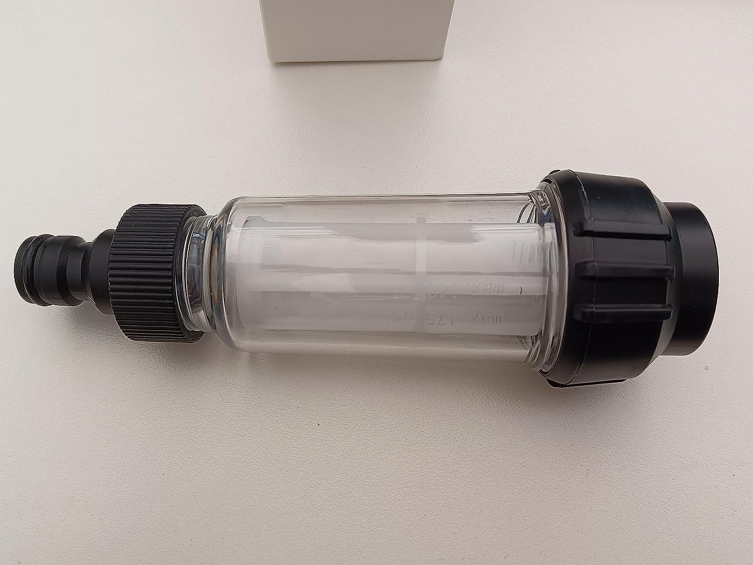 LATRAT Filtro de agua para manguera de jardín, prefiltro de agua de 3/4 pulgadas, con 1 inserto de filtro para limpiadora de alta presión para autocaravana, bomba de jardín, riego de jardín