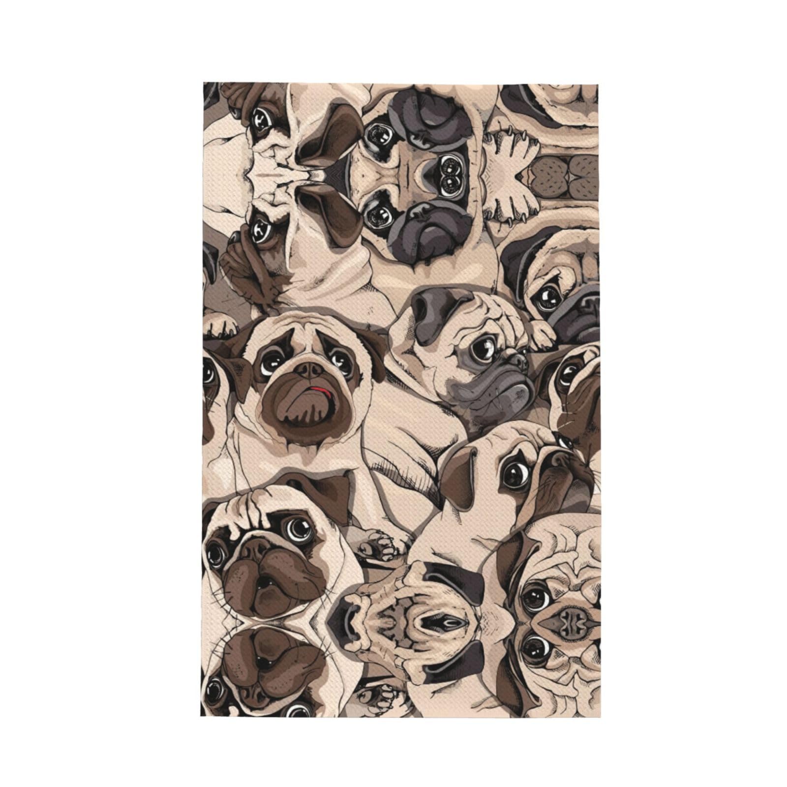 Xxahnbm Black Funny Pug Pattern Print Waffle Kitchen Towel,Absorbent Hand Towel