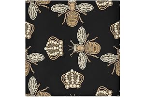 Gold Bee Crown Black Cloth Napkins: Sustainable, Reusable Dinner Napkins for Eco-Conscious Dining